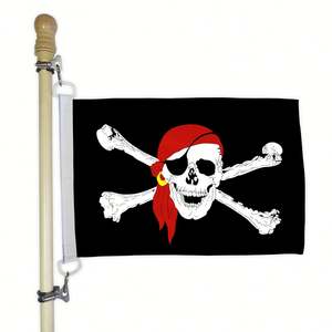 Drapeau de pirate à os croisés <span class=keywords><strong>rouge</strong></span> 12x18 pouces, bannière de <span class=keywords><strong>bateau</strong></span> avec 2 œillets en D, matériau en polyester tricoté 110G, décoration intérieure et extérieure - Product Image 1
