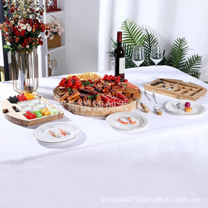 Bamboo Cheese Board Set 20 Inch With <b>Knives</b> Spatulas Forks Tongs For Home And Dining - Product Image 4