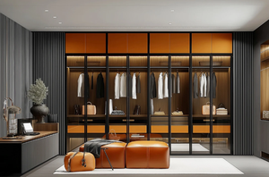 Armoire en bois et verre moderne autoportante de haute qualité, design personnalisé, meubles de chambre à coucher avec grande capacité, caractéristiques écologiques - Product Image 2