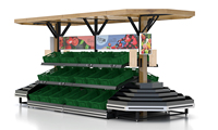Rayonnage de vitrine de magasin de fruits, 3 couches et couverture supérieure, pièces