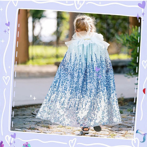 Cape de <span class=keywords><strong>sirène</strong></span> dégradée <span class=keywords><strong>2024</strong></span> en polyester pour enfants, style français, brodée de paillettes, accessoires non inclus - Product Image 4