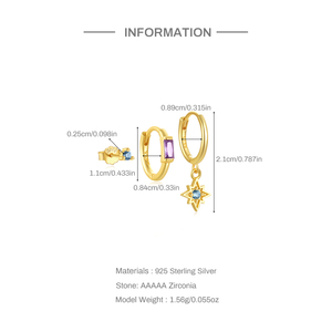 CANNER Simple S925 Argent Sterling, Pendentif Carré Géométrique en Diamant, Ensemble de Boucles d'Oreilles en Zircon - Product Image 6