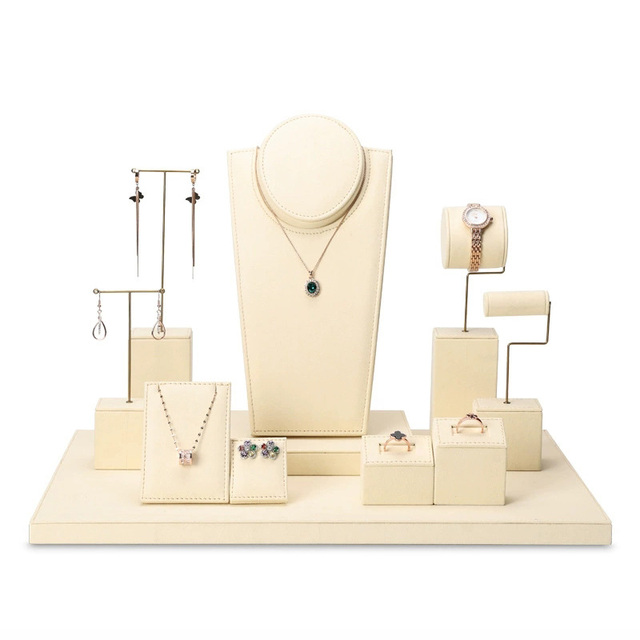 High End Microfiber Jewelry Counter Display Stand Necklace Earrings Jewelry Display Set showcase windows Wall Props Jewelry Rack