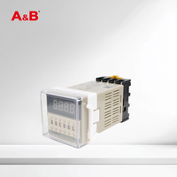 ABDH48S-S Relay Waktu Tunda Digital Dengan Basis, 5A 250VAC, AC/DC 12V/24V/220V Timer Industri