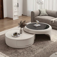La table basse en bois et marbre crème moderne est élégante, simple, luxueuse, portable, un meuble de maison et durable.