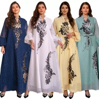 Nouvelle Robe Élégante et Tendance, Vêtement Islamique Long Respirant en Gros, Style Dubaï, Robe de l'Aïd pour Femmes, Vêtements Musulmans