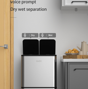 2024 grande capacità 60L 16 GallonTouchless 3 scomparti funzione di stoccaggio bidoni della spazzatura sensore in acciaio inossidabile pattumiera - Product Image 3