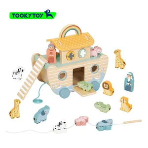 Nuovo Design giocattoli in legno Noah Ark gioco forma sorter nave gioco gioco blocco animale giocattolo educativo per i bambini