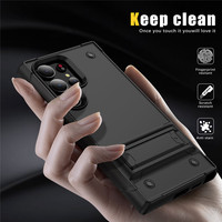 Coque de téléphone portable hybride 2 en 1 pour Samsung S24 Ultra S24 Plus S23 Coque arrière antichoc avec béquille pliante