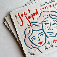 Invitations de mariage personnalisées en typographie, papier coton spécial, gaufrage profond, design personnalisé, carte découpée, lettres d'amour