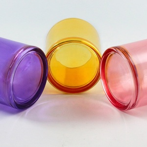 FENGJUN 16 oz Large Wide 3wick Luxury <strong>pink</strong> Translucence Colored Custom Glass Scented <strong>Candle</strong> Jar with Wooden Lids for <strong>Candles</strong> - Product Image 4