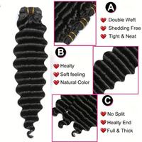 Cheveux Humains Indiens Vierges Bruts, 3 Paquets avec Fermeture en Dentelle, Vente en Gros Usine, Cheveux Indiens Ondulés Profonds Pas Chers, Cuticules Alignées