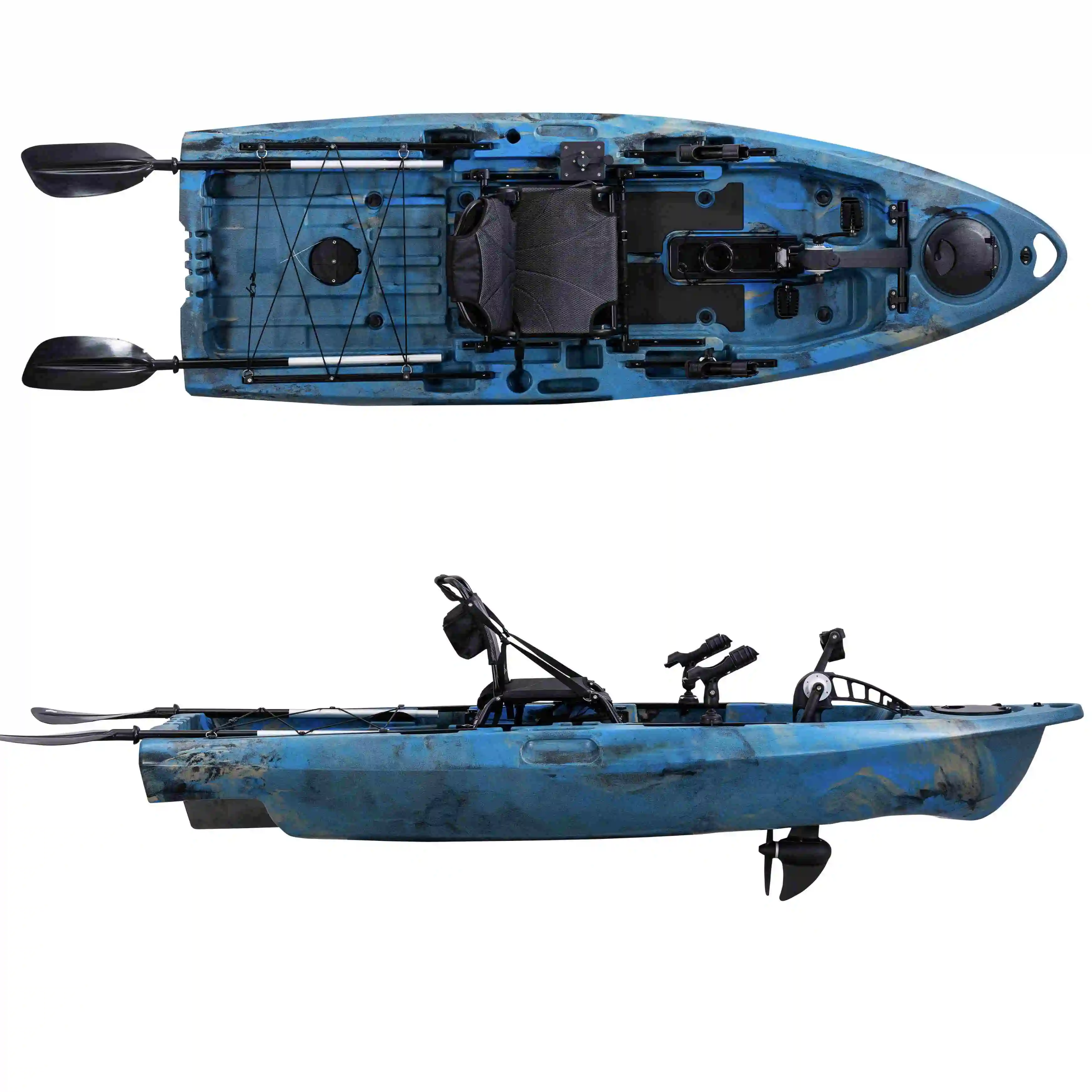 LSF Nouveau kayak électrique à pédales en plastique BigFish 95 PDL avec accessoires de pêche