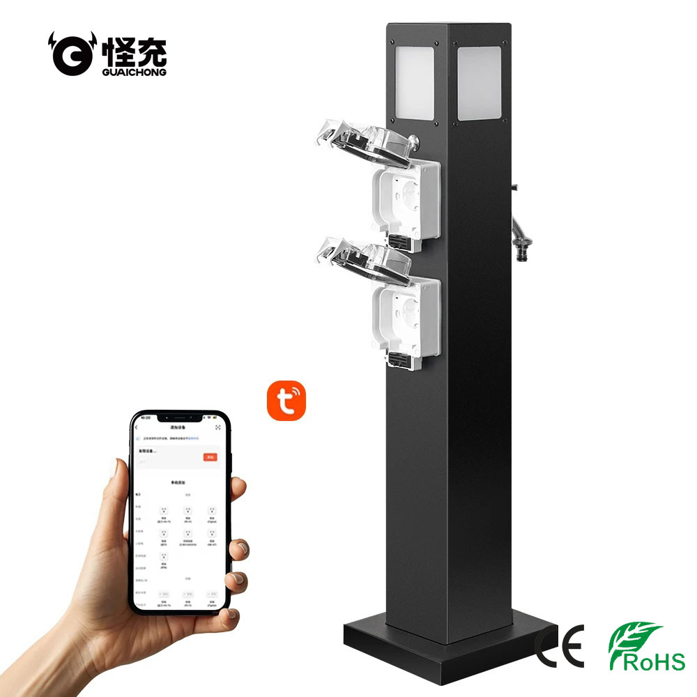 Outdoor Stainless Steel Extension Socket with <strong>Smart</strong> WiFi Control IP66 Waterproof 20A/50A <strong>2</strong> <strong>Outlets</strong>