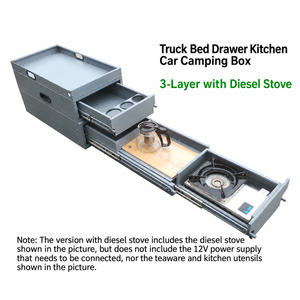 Boîte de cuisine compacte coulissante pour camping, finition grain de bois, pour modèles universels Y, L7, L8, SUV, MPV, lit de camping-car universel - Product Image 5