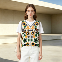 Gilet floral ajouré à mini-perles, haute qualité, style décontracté, idéal pour superposer – Meilleure vente