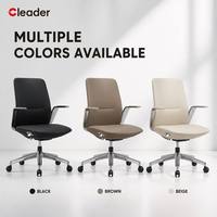 Chaise de bureau exécutive en cuir à dossier moyen, pivotante, réglable, ergonomique, pour professionnels et cadres