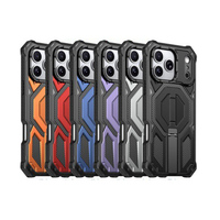 Étui magnétique Armor Shield en TPU et PC avec support pliable en aluminium à 60 degrés pour iPhone 15 14 16 17 Pro Max