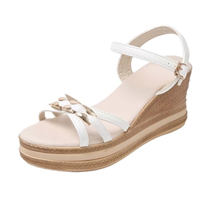 Sandales <span class=keywords><strong>compensées</strong></span> en lin à bout ouvert pour femmes, vente en gros d'usine - Chaussures plateforme <span class=keywords><strong>espadrilles</strong></span> à bride cheville pour l'été - Product Image 5