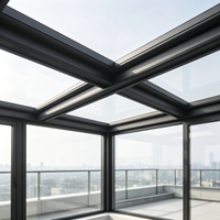 Serre en verre moderne européenne préfabriquée, véranda, structure en aluminium, kit de maison de jardin triangulaire, double vitrage, isolation thermique