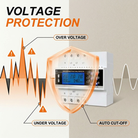Protecteur de tension triphasé 4P LCD fiable TuyaAPP 63A réglable sur rail DIN avec protection contre les fuites et les surcharges WiFi pour boîtiers de distribution