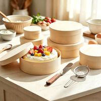 Boîte à gâteau au fromage basque ronde personnalisée, 4 pouces, 6 pouces, 8 pouces, boîte cadeau en bois pour Noël, écologique, pour la pâtisserie et le stockage