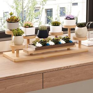 Étagères murales de bureau multifonctionnelles en bois massif support de rangement pratique pour étude chambre salon affichage de fleurs succulentes - Product Image 3