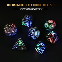 Nouveaux dés lumineux LED rechargeables en ABS pour Dungeons & Dragons avec emballage en boîte colorée, ensemble de dés à motifs DND