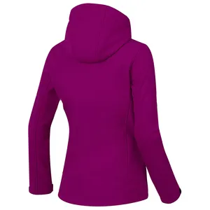 Terno de Esqui das mulheres com Capuz Removível Jaqueta Softshell Fleece Forrado e Repelente de Água