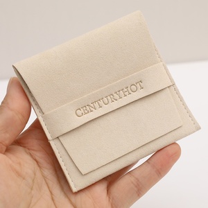 Pochette à bijoux en microfibre ivoire PUPPYSEW 8*8cm, pochette en velours de haute qualité pour emballage de bijoux, sac pour collier, bague, boucles d'oreilles - Product Image 3