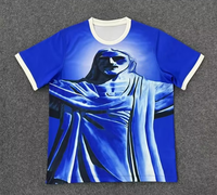 Maillot de football du Brésil personnalisable à prix de gros, style court, imprimé Jésus, adapté aux hommes et aux femmes