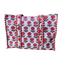 Sac fourre-tout en coton matelassé, style bohème, personnalisé, imprimé à la main au Jaipur, motif floral indien, pour femmes