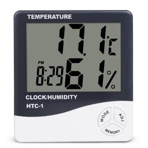 LCD electrónico <span class=keywords><strong>Digital</strong></span> <span class=keywords><strong>temperatura</strong></span> <span class=keywords><strong>humedad</strong></span> <span class=keywords><strong>medidor</strong></span> termómetro higrómetro Interior Exterior Monitor meteorológico estación con reloj - Product Image 1