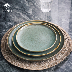 Platos Principales de Porcelana Verde Brillante para <span class=keywords><strong>Restaurante</strong></span>, Plato de Comedor de Cerámica, Fábrica FENN, para Bodas y Hoteles - Product Image 5