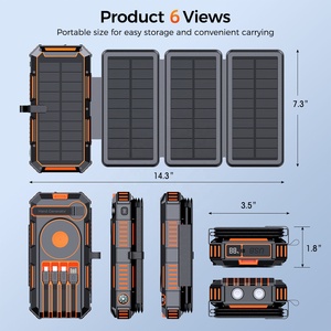 Panel Solar Plegable de 4 Piezas con Manivela, Cargador Inalámbrico para Teléfono y Reloj, Banco de Energía Portátil de Emergencia para Exteriores, Linterna, Brújula, 15W - Product Image 5