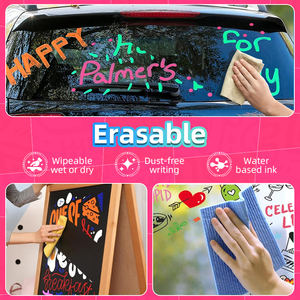 Pennarelli a Gesso Cancellabili Senza Polvere, Inchiostro a Base d'Acqua, Marcatori Fluorescenti Colorati per <span class=keywords><strong>Lavagna</strong></span> Luminosa, Gesso Liquido per <span class=keywords><strong>Lavagna</strong></span> - Product Image 4