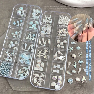 Paso Sico – Kit de décoration pour ongles 12 pièces, série Océan, avec <span class=keywords><strong>strass</strong></span> DIY pour ongles, motifs Aurore, Coquillage, Cocotier, Ciel étoilé - Product Image 1