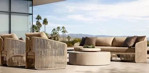 BALOS New Design Weatherproof Garden Furniture Wicker Sofa Sets All Weather Patio Set Outdoor Couch Black Rattan Patio Set