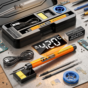 Mini <span class=keywords><strong>fer</strong></span> à <span class=keywords><strong>souder</strong></span> USB rechargeable en alliage d'aluminium avec chauffage PTC, type stylo, 260-420°C, portable pour utilisation avec caméra - Product Image 1