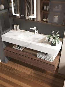 Meuble de salle de bain suspendu avec lavabo intégré en ardoise de style médiéval, lavabo à poser, lavabo mural - Product Image 6