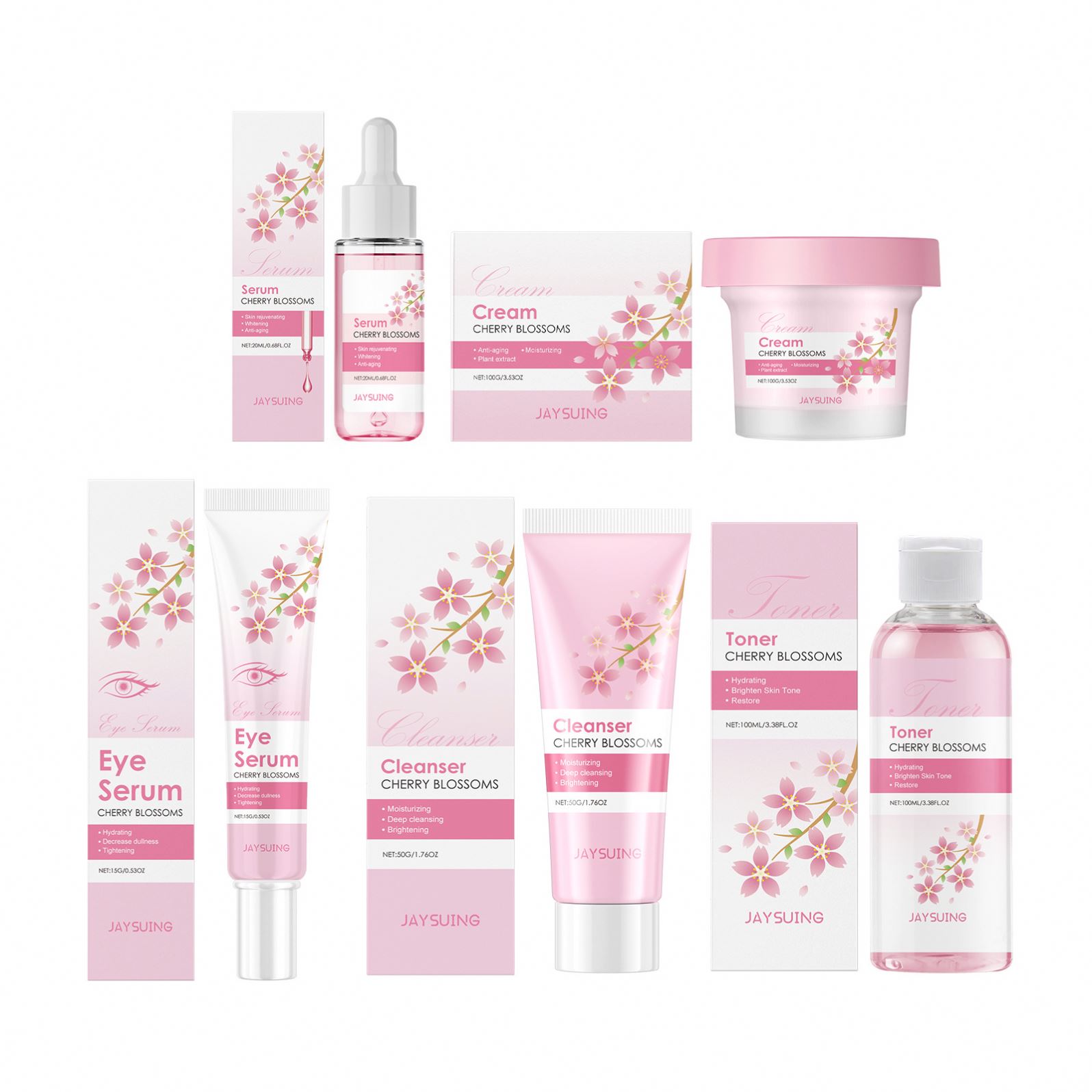 JAYSUING New Deep Nourishing Refreshing Gentle Easy to Absorb Brighten Skin Color Cherry Blossom Moisturizing Face Cream Serum