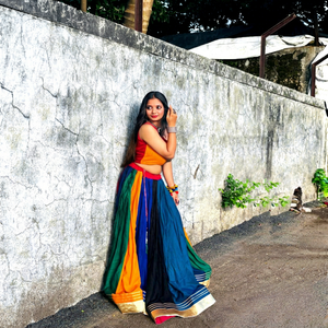 Colorful Silk Lehenga Choli <b>Mirror</b> Work Embroidery Traditional Indian Women's Special Set Navratri Garba Wrinkle Free Stitched - Product Image 1