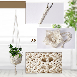 Macrame Plant Hangers Jute Crochet Hanger Large Hanging Wall Plants with S Shaped <strong>Hooks</strong> for Fence <strong>Planters</strong> Plant Flower Pots - Product Image 4