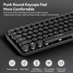 Milk Tea Multiple Color Slim Cute Round Button Office Wireless Keyboard and <b>Mouse</b> Combos Girls Keyboard for Computer - Product Image 6