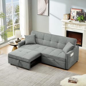 Canapé-<span class=keywords><strong>lit</strong></span> convertible moderne avec dossier inclinable, revêtement en tissu et structure en métal pour salon - Product Image 5