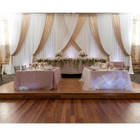 Luckygoods BY240045 Rideau de fond en mousseline blanc or en gros, draperies de scène de mariage de luxe pour la location d'événements et l'utilisation commerciale