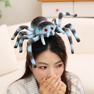 ตุ๊กตาแมงมุมกำมะหยี่แบบกำหนดโลโก้ได้ ตุ๊กตาสัตว์นุ่มนิ่มเหมือนจริง สีเขียว/ดำ สำหรับตกแต่งฮาโลวีน ของขวัญแกล้งคน - Product Image 5