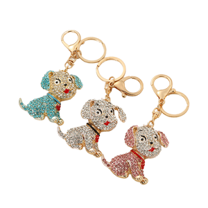 QYS Fashion Metal Dog Keychain Rhinestone Puppy <b>Bag</b> Charm Bell <b>Key</b> <b>Ring</b> Cute Animal Pendant for Women - Product Image 1