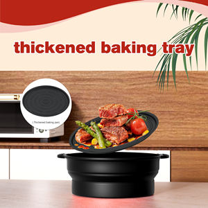 קל לתפעול עוזר מטבח 2 ב 1 מחבת גריל מחבת סיליקון מיקרוגל תנור אדים כיריים מגש אפייה עם מכסה - Product Image 2