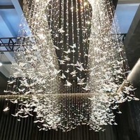 Lustre Papillon en Cristal K9 Dimmable 3 Couleurs, Acier Inoxydable de Luxe, Vente Directe Usine, Idéal pour Villa, Duplex, Salon